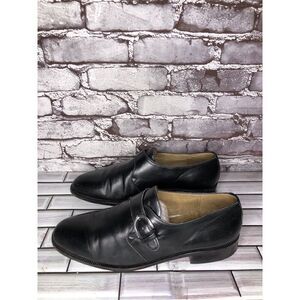 OGGI Black Leather Monk Strap Loafers Dress Shoes Men Sz 9M US/42EU